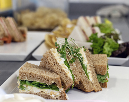 A plate of egg mayonnaise and cress sandwiches. 