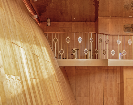 The sloping walls of Fingal's Ballroom and a Minstrels' Gallery. 