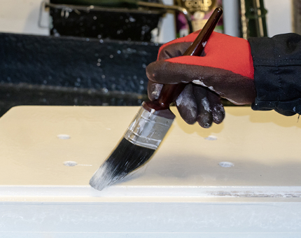 A close-up of the painting work.
