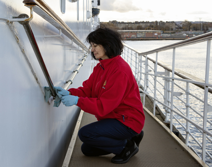 Polishing a handrail