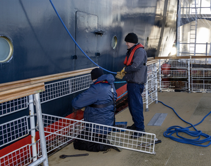 Maintenance aboard Britannia