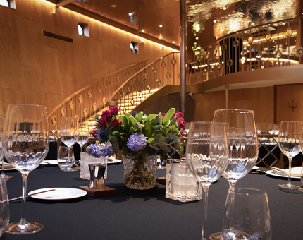 Tables set up in the Ballroom