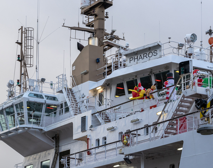 The upper decks of another ship 'Pharos' which has been docked next to Britannia this week.
