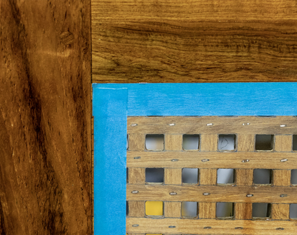 A close-up of the finished varnished rope box. 