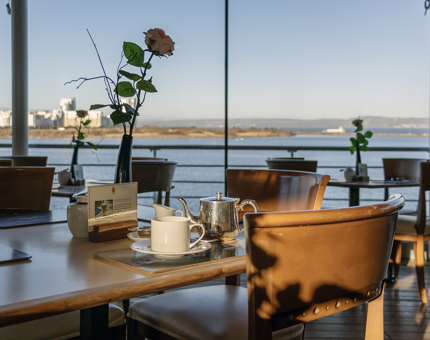 Tearoom with view of water 