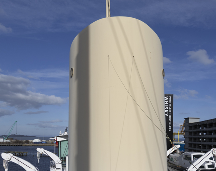 The large cream Funnel on Britannia.