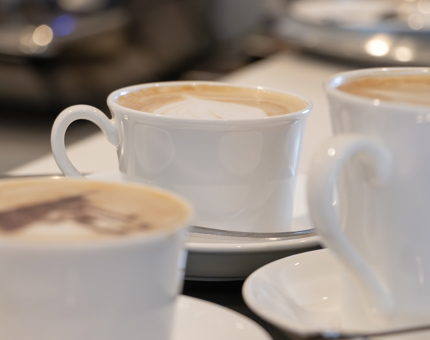 A tray of coffees.