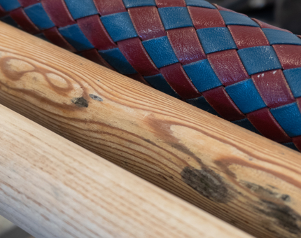 Sanded and varnished wood.