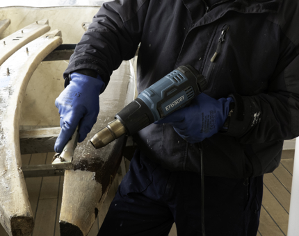 A close up of the handrail. 