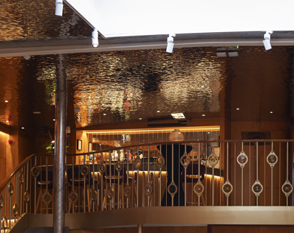 A detail of the bar and ceiling in the Fingal Ballroom. 