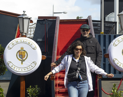 A man and a woman pose for a photo on the Royal Brow. 