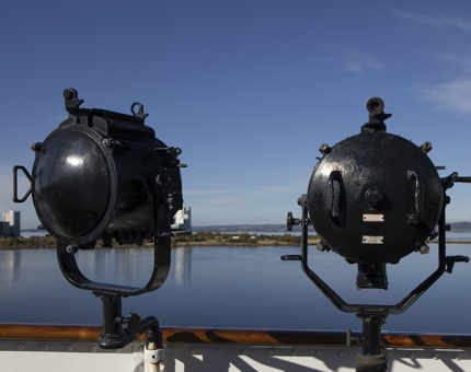 A pair of signal lamps on the Bridge. 