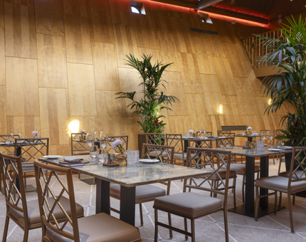 Tables set for dinner in Fingal Hotel's Ballroom. 