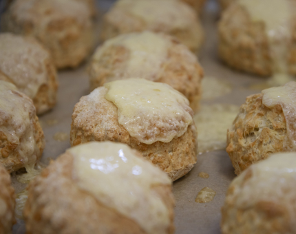 A tray of cheese scones. 