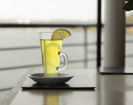 A tall drink in the Royal Deck Tearoom.