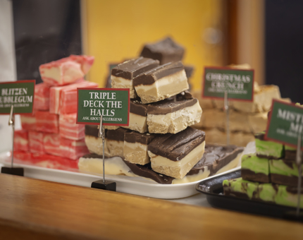A display of fudge in the NAAFI. 
