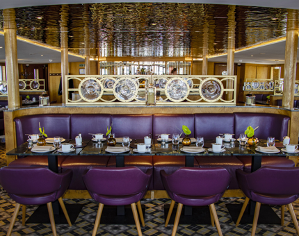 The bar in The Lighthouse Restaurant & Bar at Fingal Hotel. 