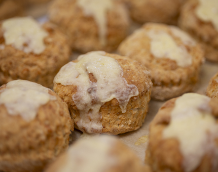 A tray of cheese scones. 