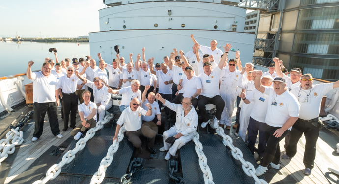 The Royal Yachtsmen pose on the Fo'c's'l'e Deck