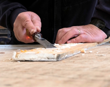 Chiseling out part of the internal woodwork paneling for Royal Nore.