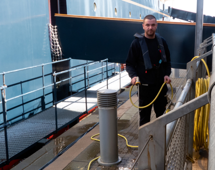 Cleaning the quayside
