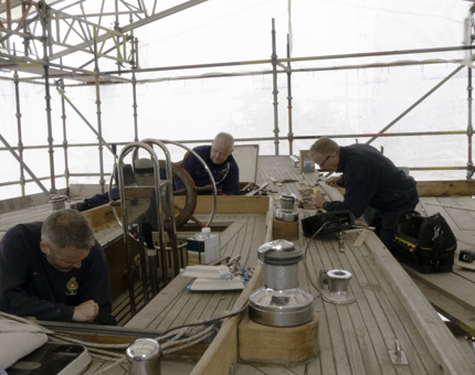 Three members of the Maintenance team working on Bloodhound.