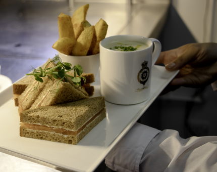 Britannia soup and sandwich platter