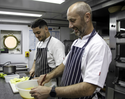 Chefs working in the Pastry Galley