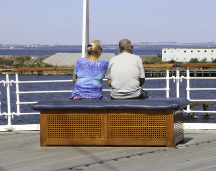 Visitors enjoying the view from the Verandah Deck