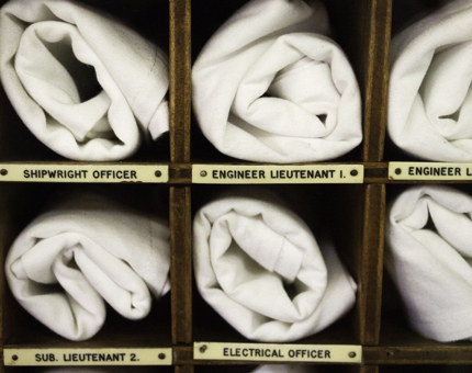Napkins in the Officers' Wardroom