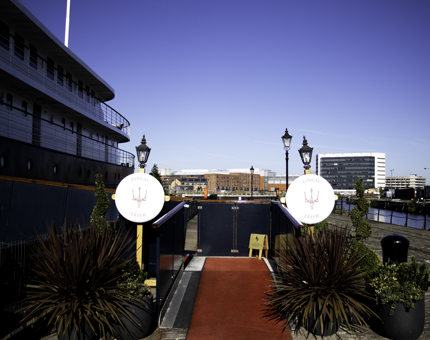 The red carpet gangway to board Fingal