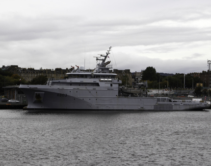 A French Navy ship in the Port of Leith.