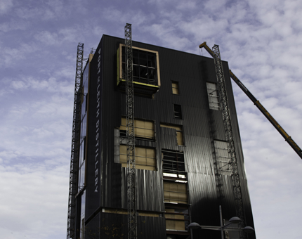 The Port of Leith Distillery tower is in construction.