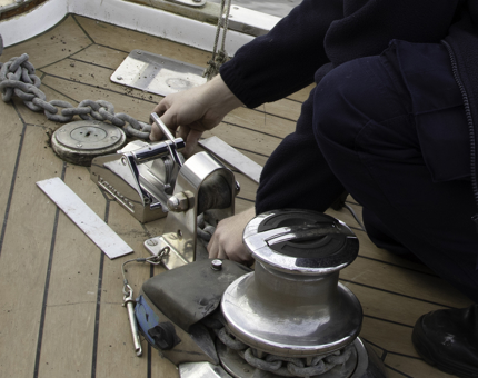 A close-up look at the new chain stopper.