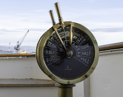 An engine order telegraph on Fingal. 