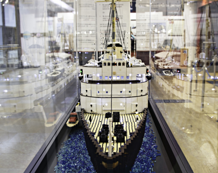 Forward view of the Lego model of Britannia. 