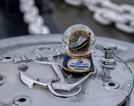 A Royal Yacht Britannia snow globe. 