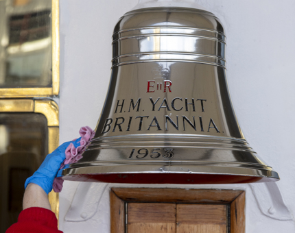 A close-up of Britannia's Bell.