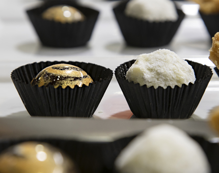 A selection of handmade chocolates in a Fingal guest's cabin. 