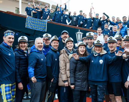 A group shot of the rowers taking part on Britannia including former BBC journalist Louise Minchin, presenter Jennifer Reoch and Olympic curler Jen Dodds. 