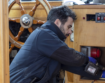 A man drilling on board Royal Nore. 
