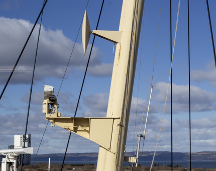 The detail of the mast on the Bridge.