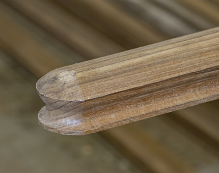 A close-up view of the finished handrail.