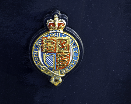 A close up of the Royal Crest on the Fast Motor launch.