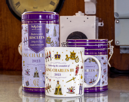 The range also includes themed mugs and biscuit tins.