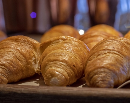 Fresh pastries are ready to be served at breakfast. 