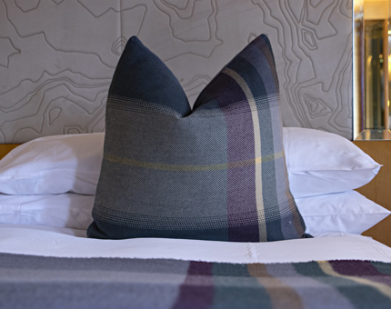 Telling Fingal's seafaring past, the colours of islands visited in Araminta Campbell cushions and throws.