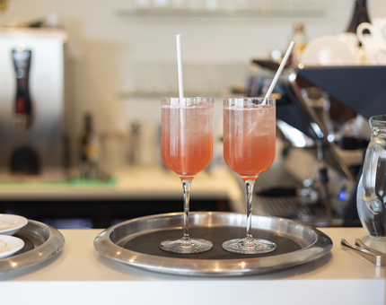 In the Royal Deck Tearoom a tray with two rhubarb spitz's are ready to be served.
