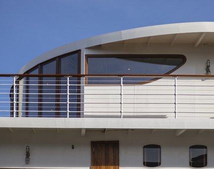A view of the side of Fingal Hotel, looking at the Lighthouse Restaurant from the quayside. 